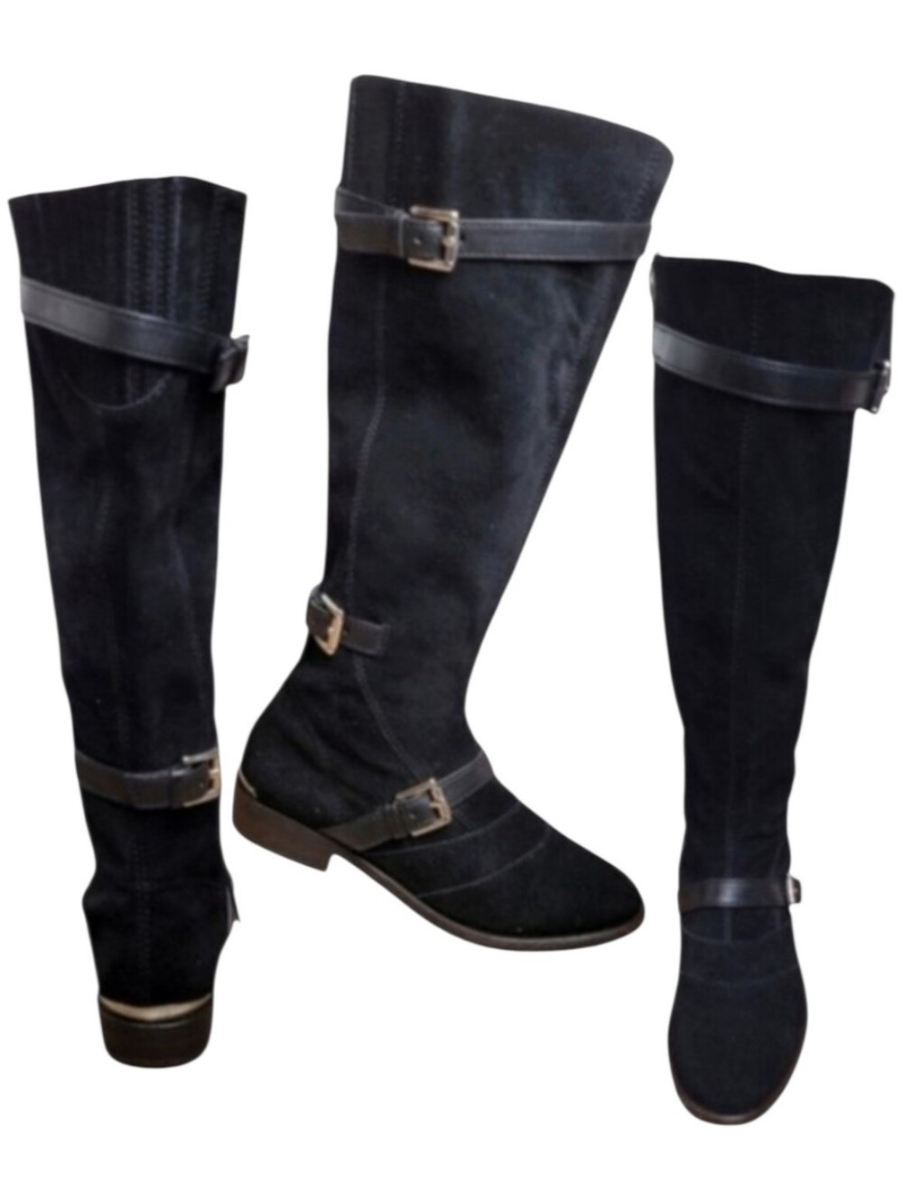 Coach Womens Lawrencia Knee High Black Suede Leather Equestrian Riding Boots 5.5